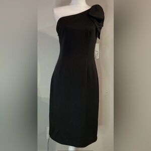 ELIZA J One Shoulder Bow Black Sheath Dress Stretch Women’s Sz 10 NWT